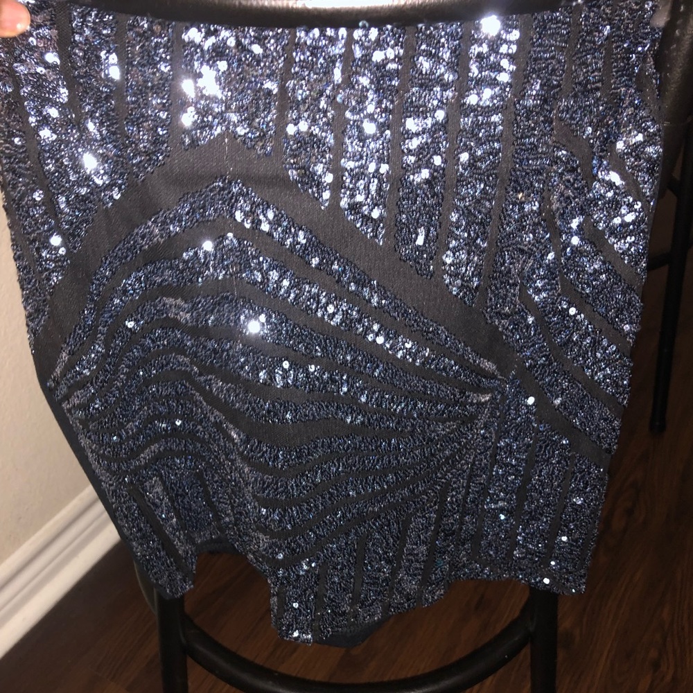 Navy Sequin mini skirt